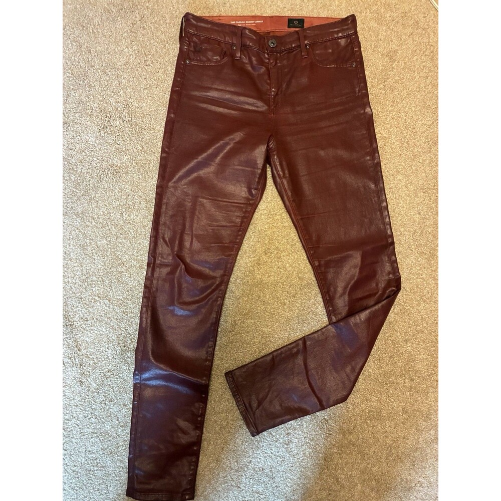 AG Adriano Goldschmied The Farrah Skinny Ankle Faux Leather Jeans Women’s  28R
